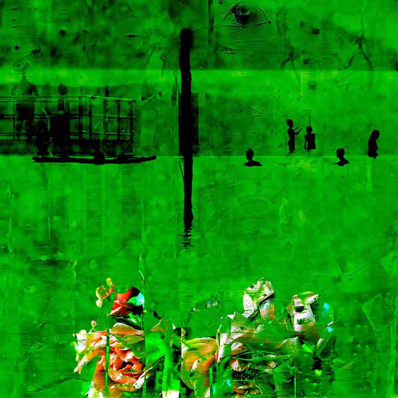Züzü Art, Untergetauchter Garten - Original Mixed Media Kunstwerk von ZÜZÜ ART am Bodensee